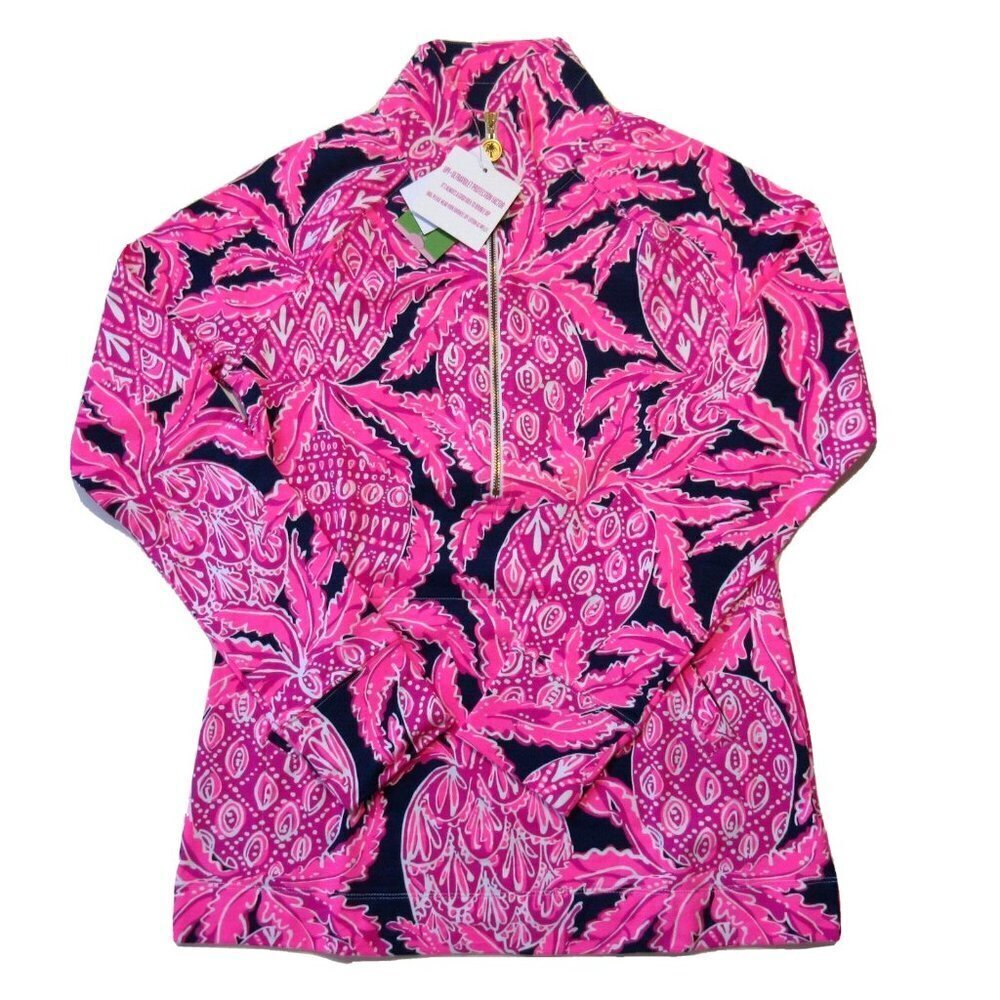 NWT Lilly Pulitzer Skipper Popover in Coco Safari UPF 50+ Track Jacket XS - Picture 2 of 4